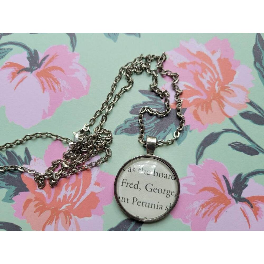 Fred and George Weasley pendant necklace made with Harry Potter book pages